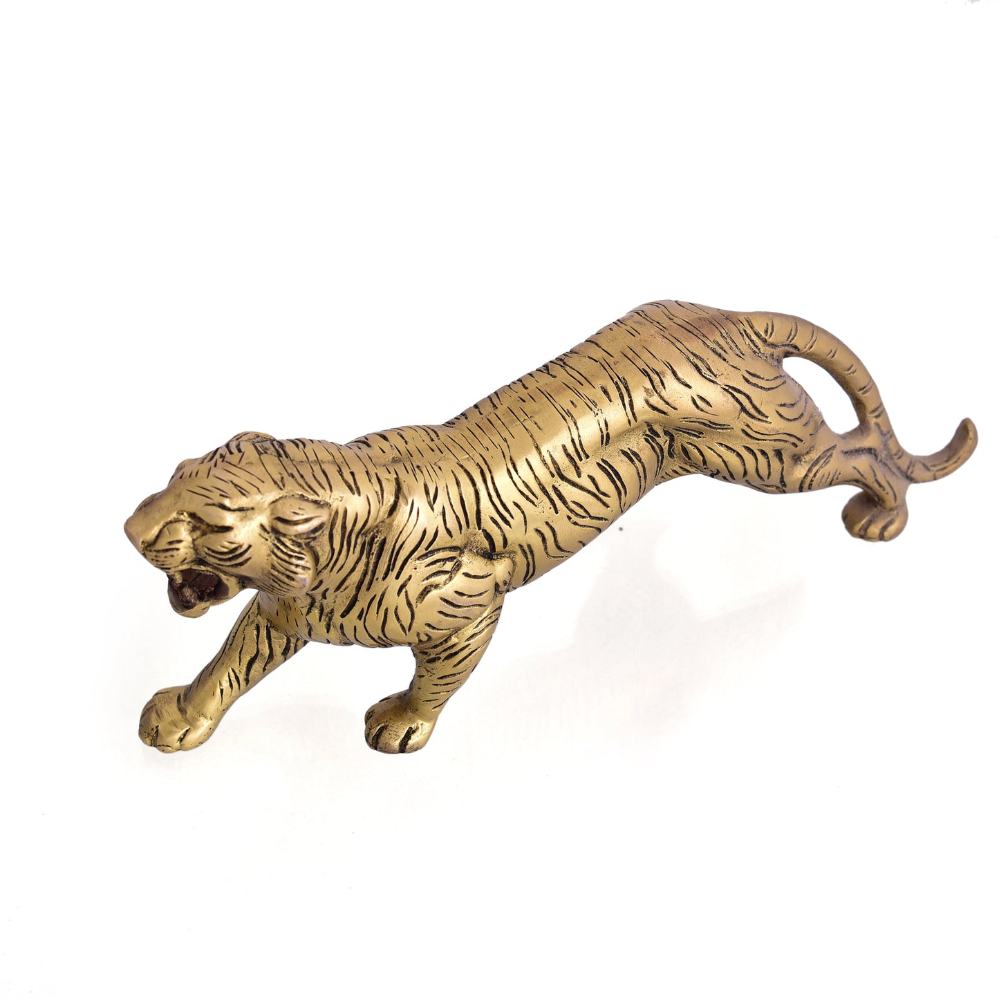 Brass Roaring Tiger Statue
