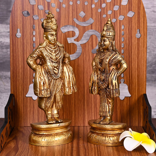 Brass Vitthal Rukmini Idols Set (8 Inch)