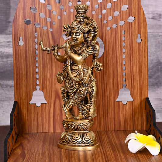 Brass Lord Krishna Idol (9.5 Inch)