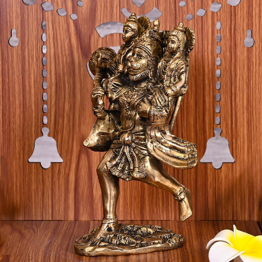 Brass Lord Hanuman, Ram And Lakshman Statue (8 Inch)