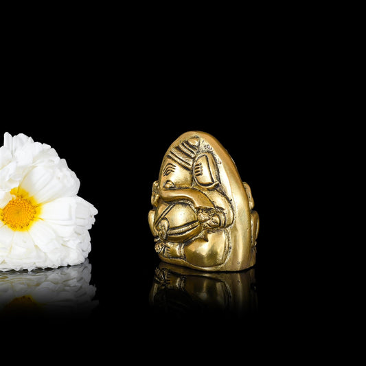 Brass Coconut Two - Faced Ganesha Idol (2.2 Inch)