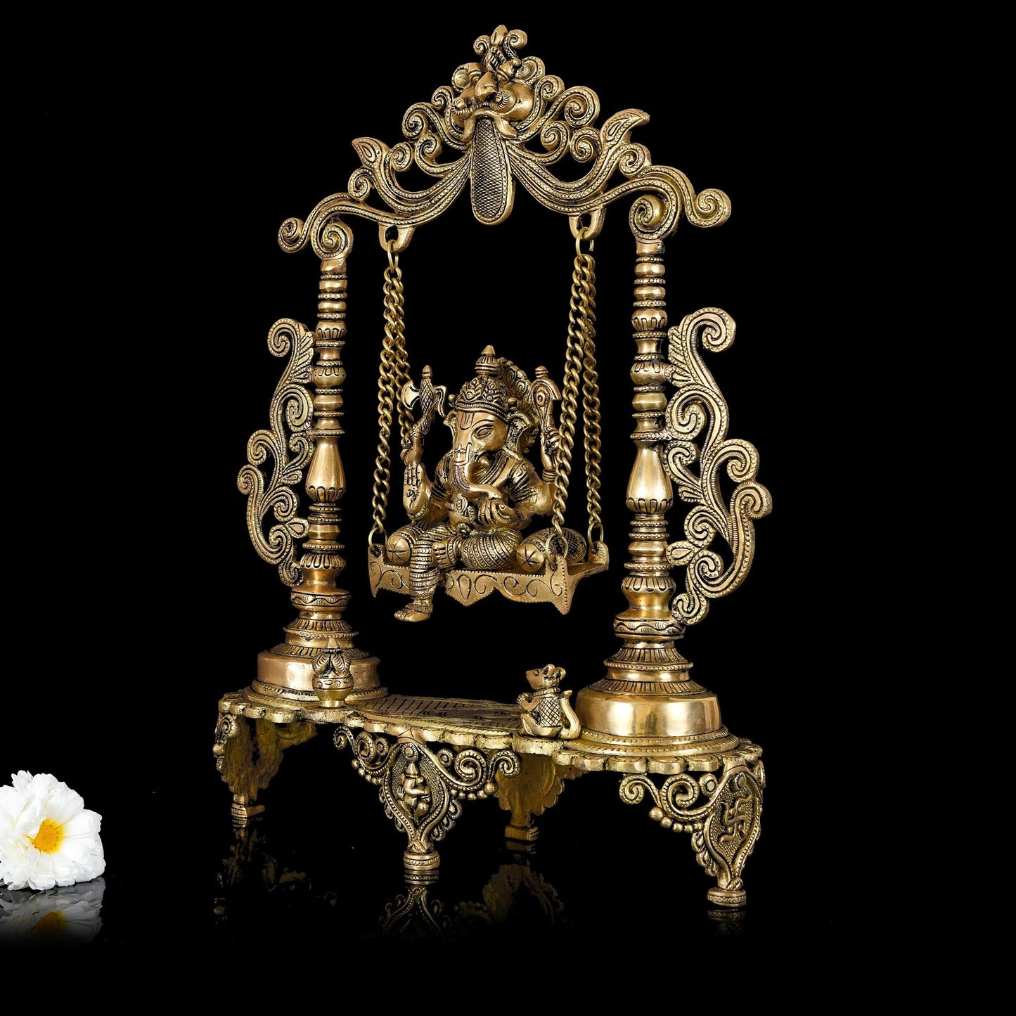 Brass Ganesha On Swing/Jhula (19 Inch)