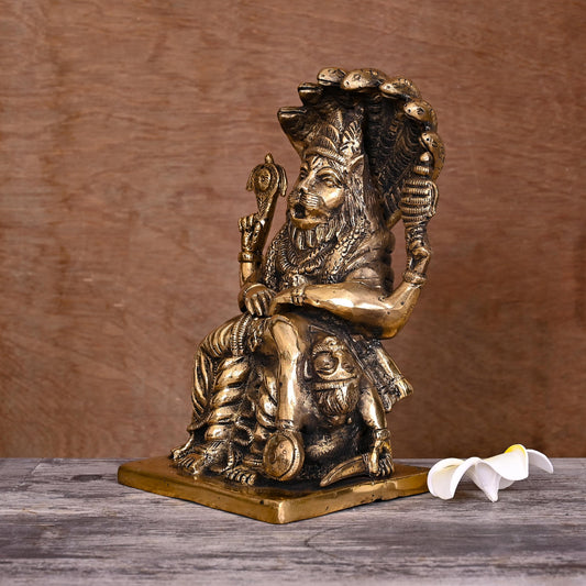 Brass God Narasimha Statue (8.5 Inch)