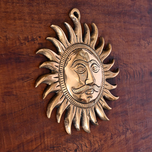 Brass Sun Face Wall Hanging (7.5")
