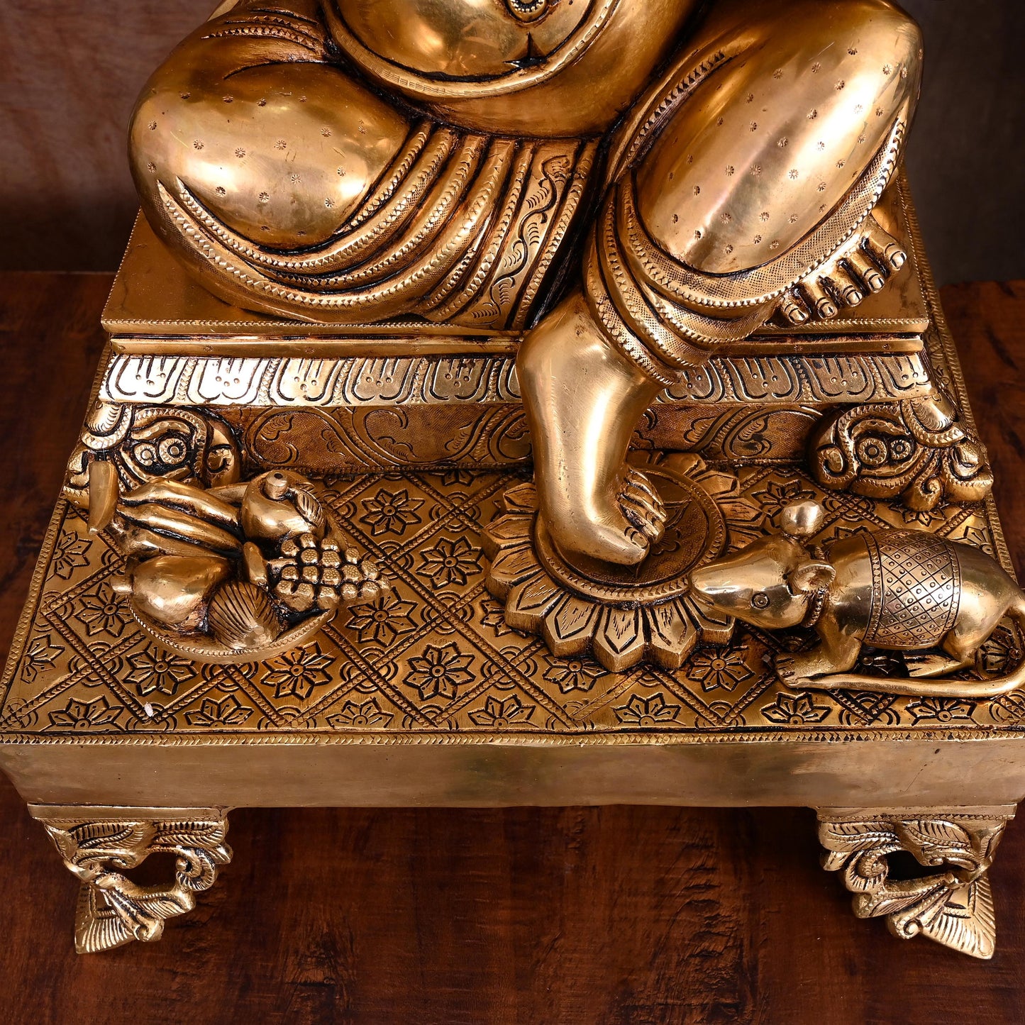 Brass Superfine Chowki Ganesha Statue (26 Inch)