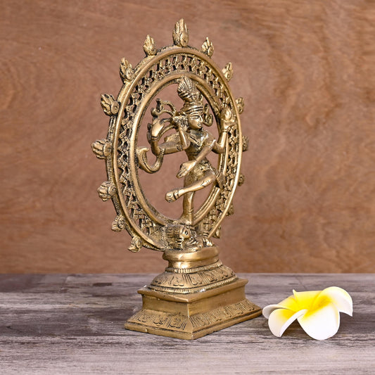 Brass Nataraja Dancing Shiva Statue (8.5 Inch)