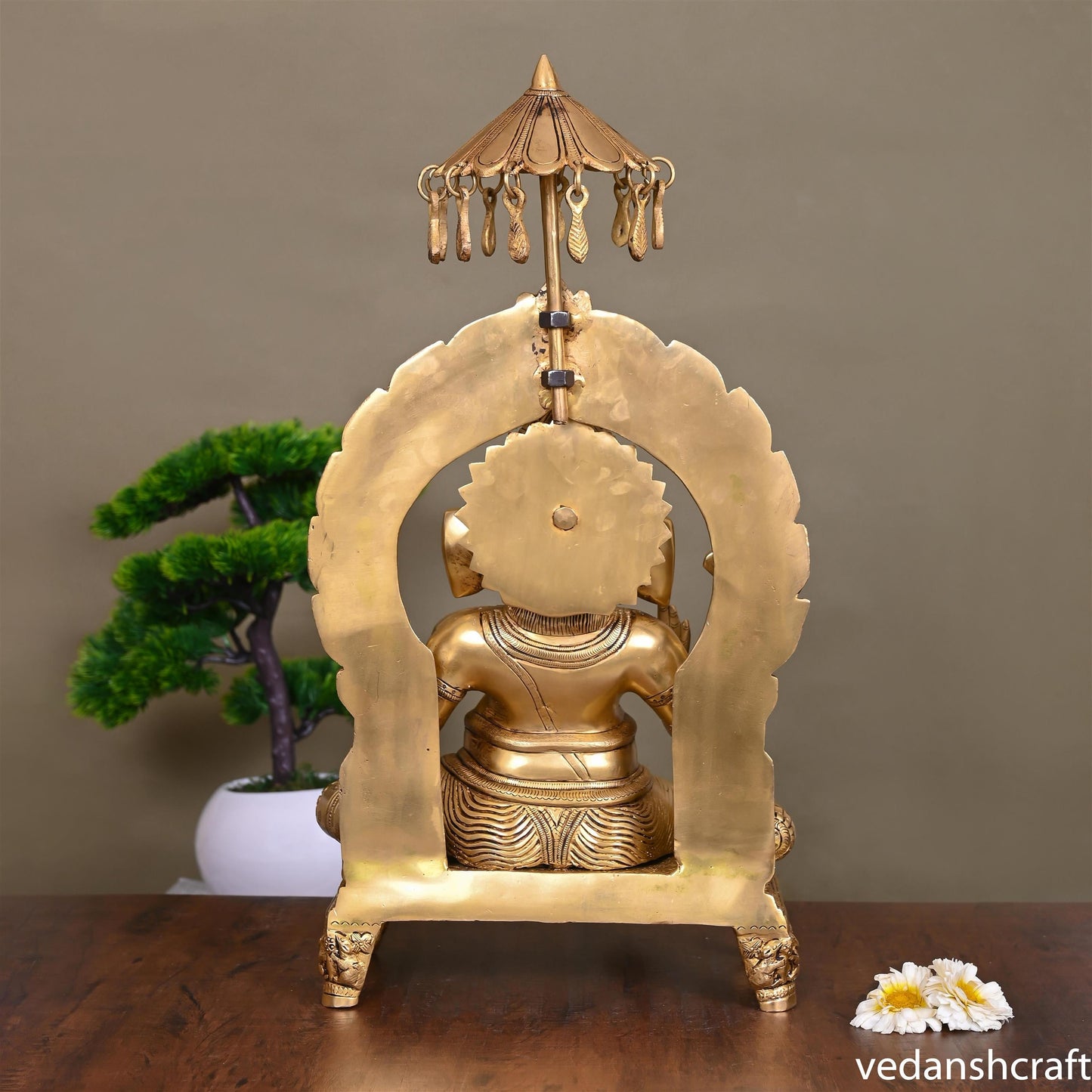 Brass Ganesha On Throne Idol (19.5 Inch)
