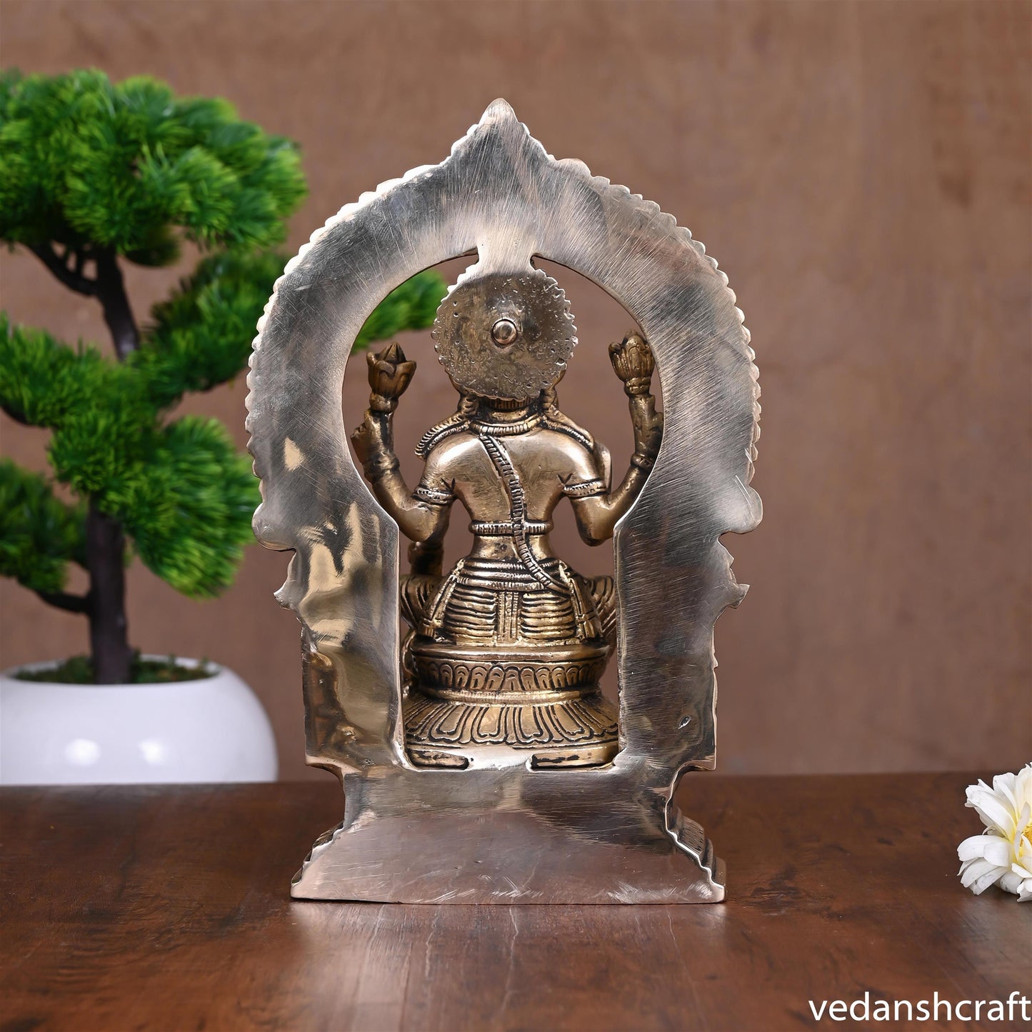 Brass Lakshmi On Throne (9.5 Inch)
