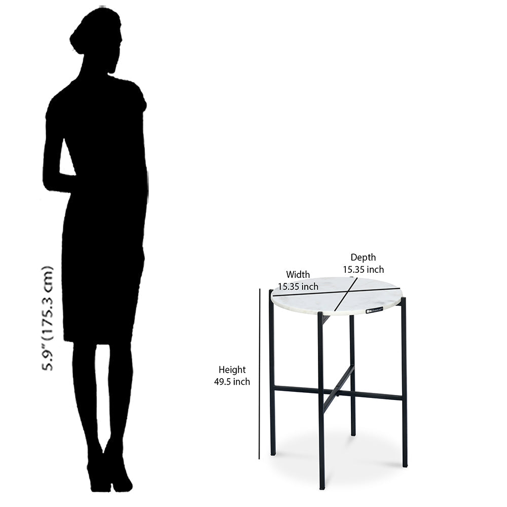 Nilkamal Otrac Marble Side Table (White)
