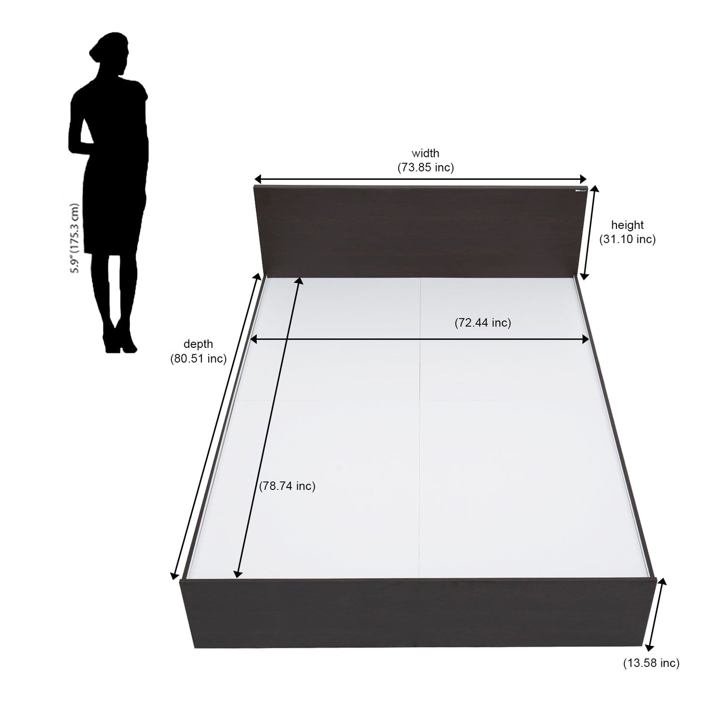Nilkamal Arthur King Bed (Walnut)