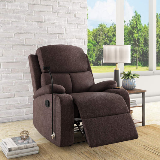 Nilkamal Matt 1 Seater Manual Recliner with Cup & Mobile Holder (Cocoa Brown)