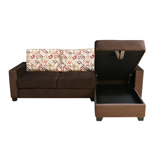 Nilkamal Marigold Velvet Fabric Lounger Sofa (Choco Brown)