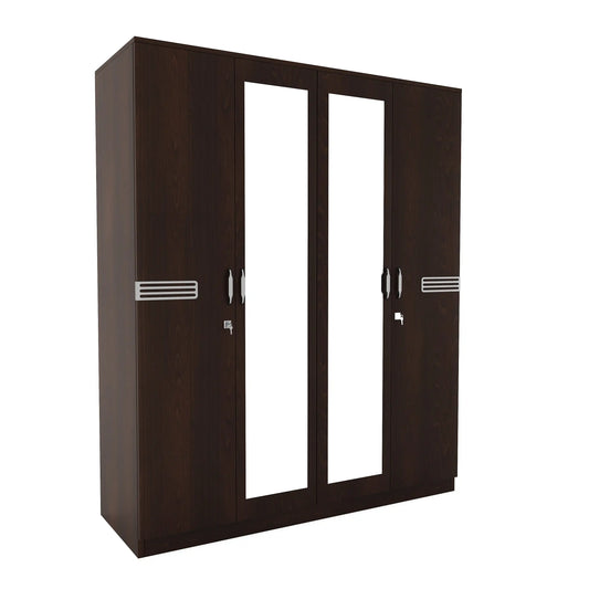 Nilkamal Riva 4 Door Wardrobe with Mirror (New Wenge)