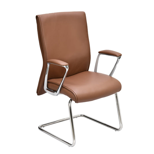 Nilkamal Command Mid Back Leather Visitor Chair (Tan)