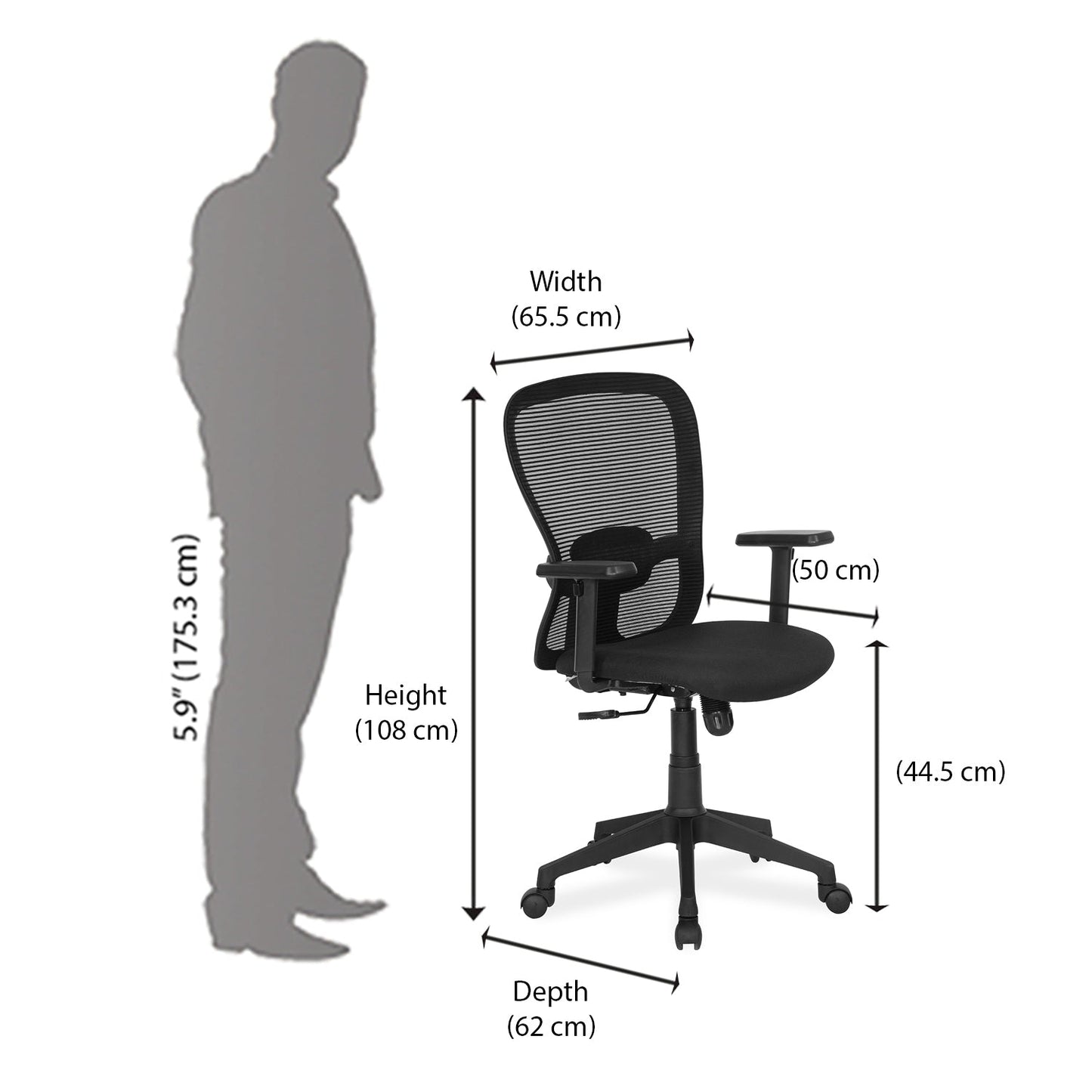 Nilkamal Alba Mid Back Office Chair (Black)