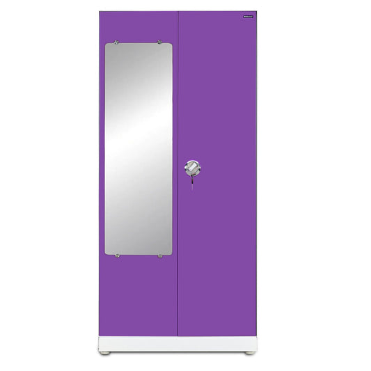 Nilkamal Olympus 2 Door with Mirror Steel Wardrobe (Voilet / White)