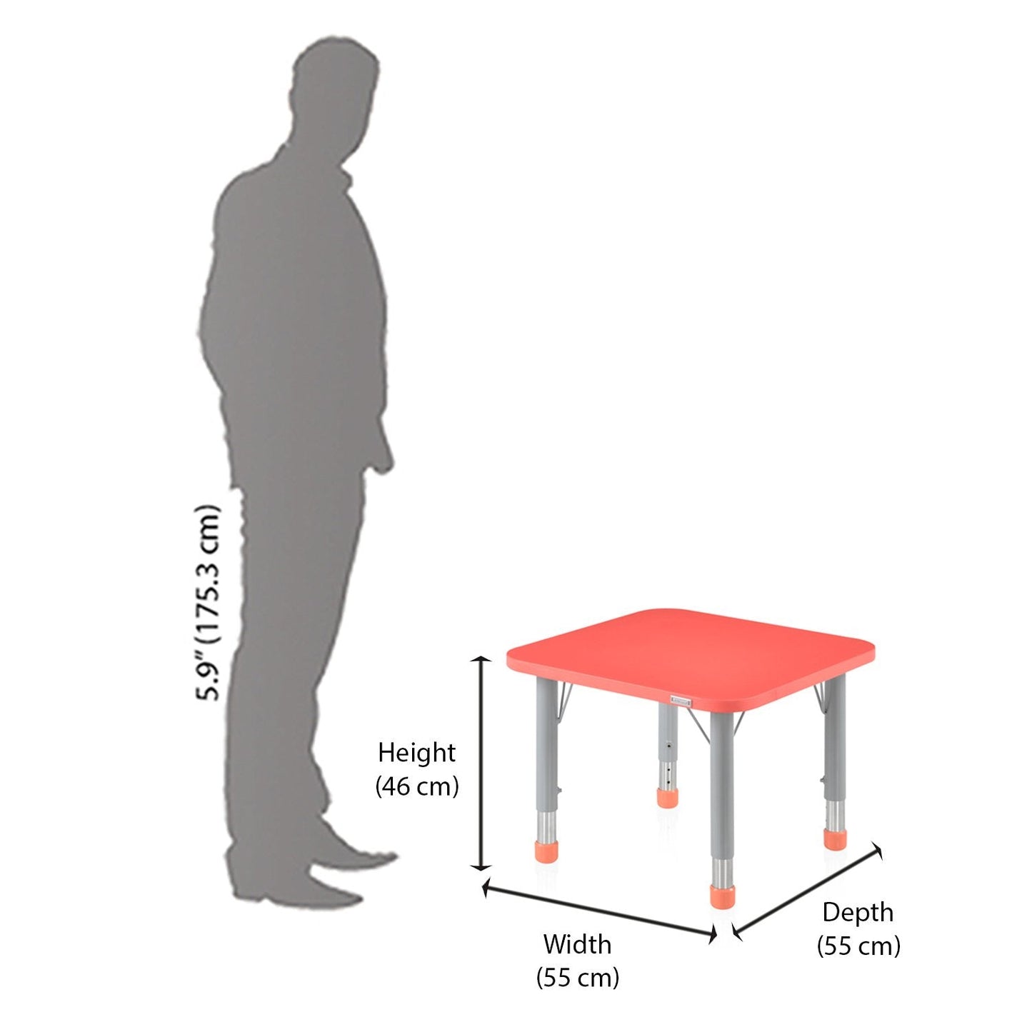 Nilkamal Orange Poppy Red Activity Desk (Square)