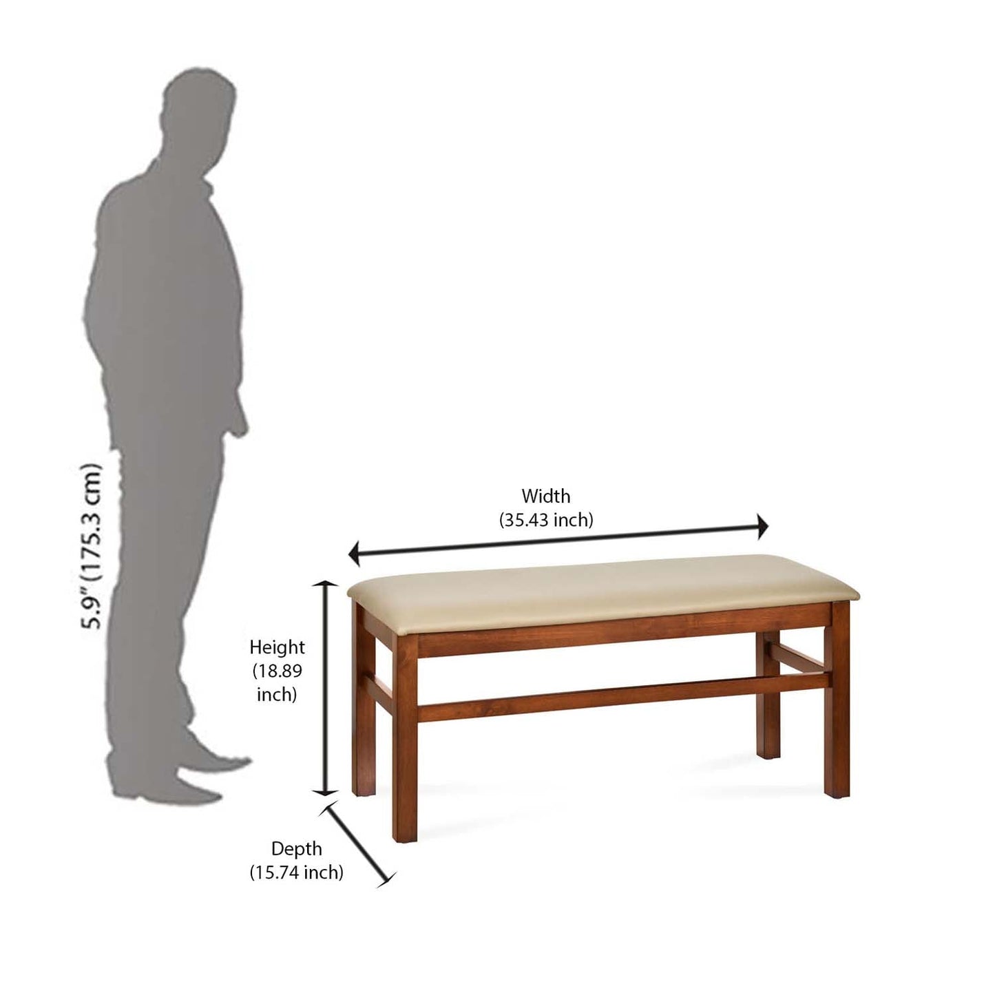 Nilkamal Pearl Multi Use Medium Sitting Bench for Living Room | Dining Room (Cappuccino)