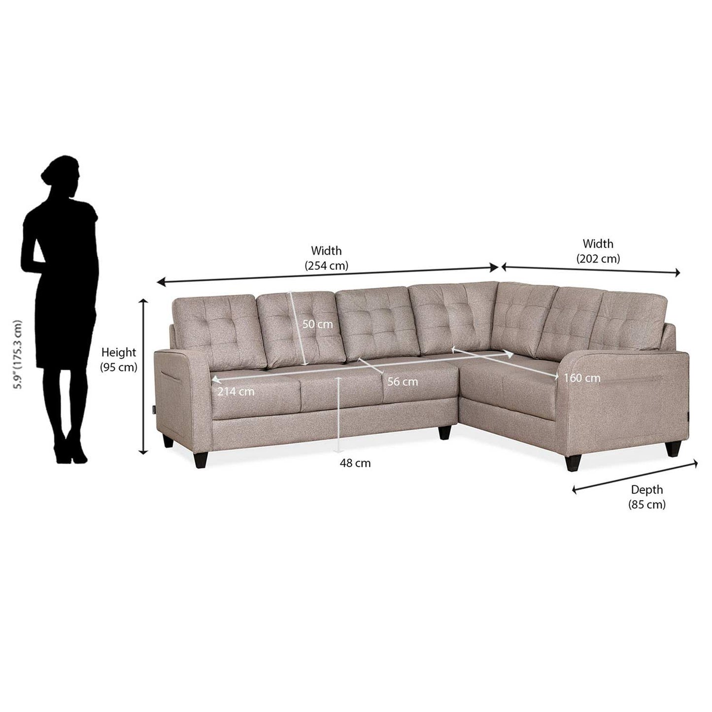 Nilkamal Protean Plus Corner Left Hand Side Sofa (Brown)