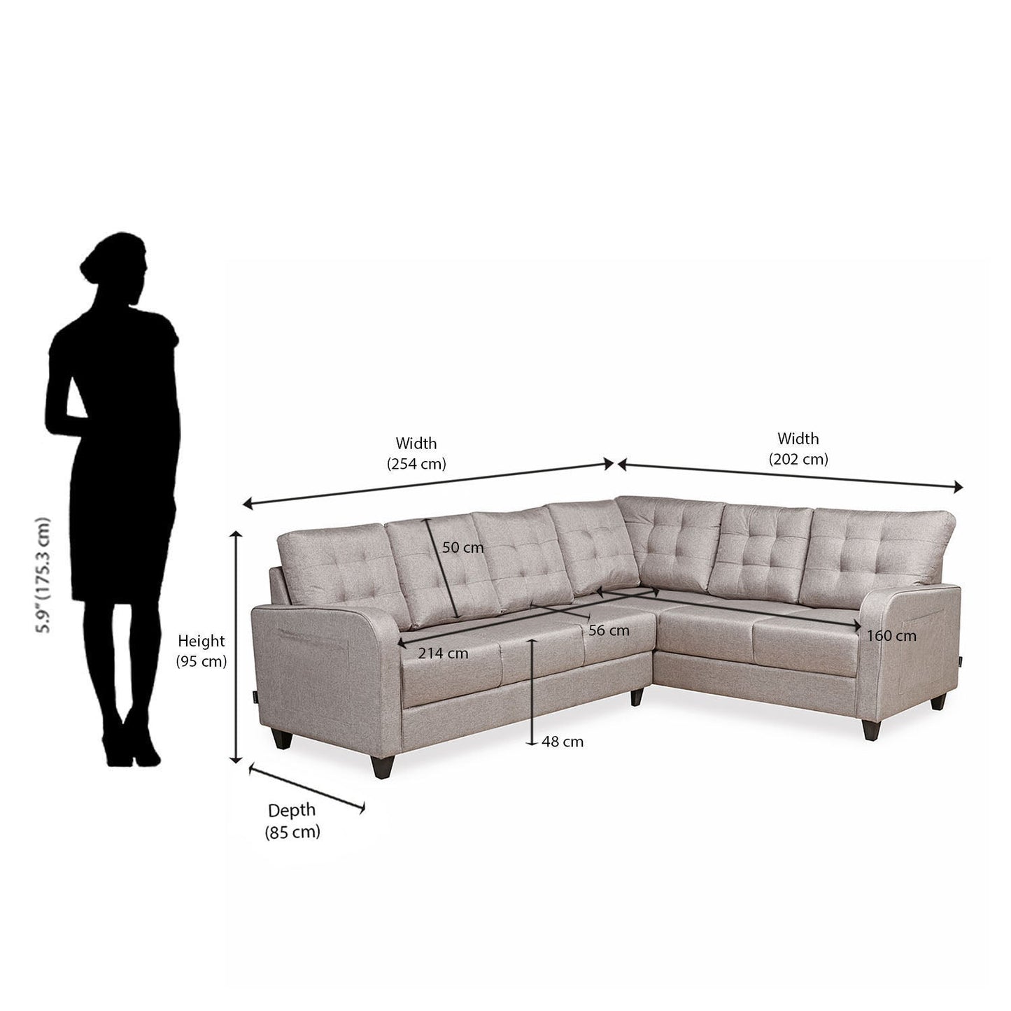 Nilkamal Protean Corner LH Sofa (Light Brown)