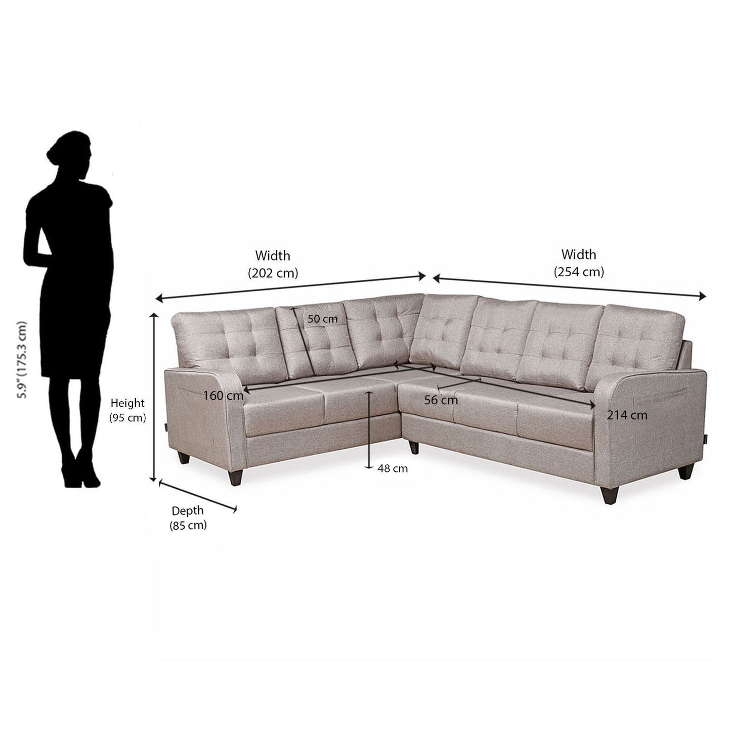 Nilkamal Protean Corner RH Sofa (Light Brown)