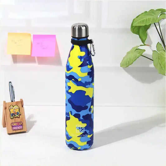 Premium Stainless Steel Camo Printed Vacuum Insulated Water Bottles, Cola Shaped, 1 Litre