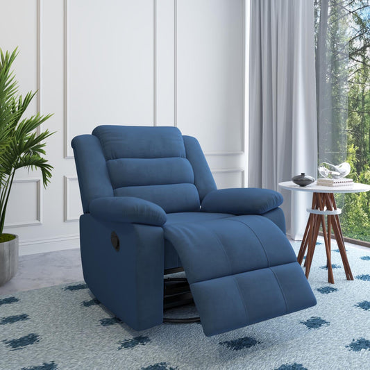 Nilkamal Sierra 1 Seater Rocker & Swivel Recliner Sofa (Blue)