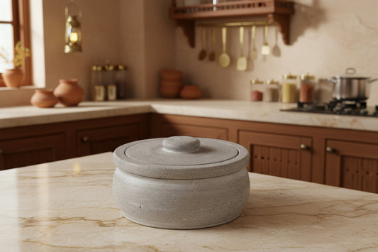 Soap Stone Traditional Curd Setter/ Storage Container Small (500-550 ml)