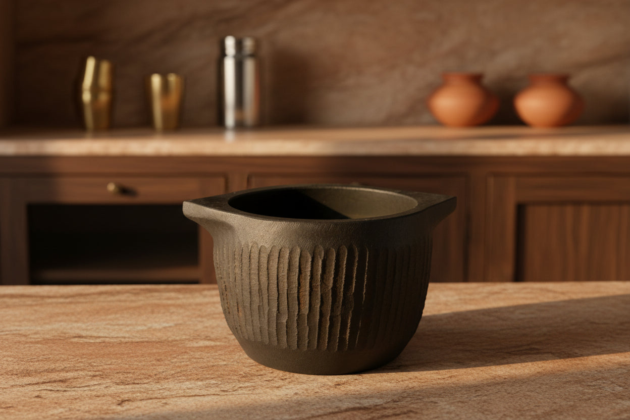 1 Week - TREATED Soap Stone Kerala Kalchatti (Medium) 1.5L