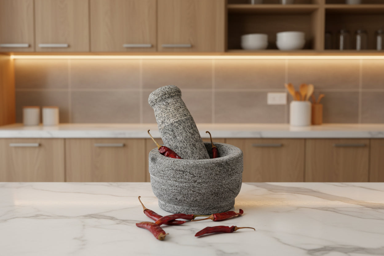 Premium Uthukuli Stone Mortar and Pestle (Circular)