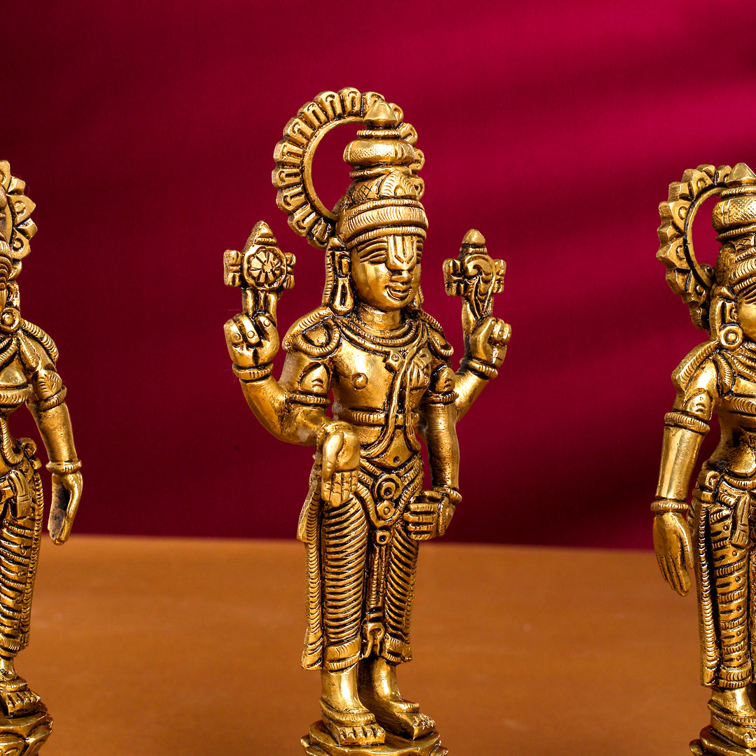 Brass Superfine Lord Balaji With Sri Devi And Bhudevi Idols Set
