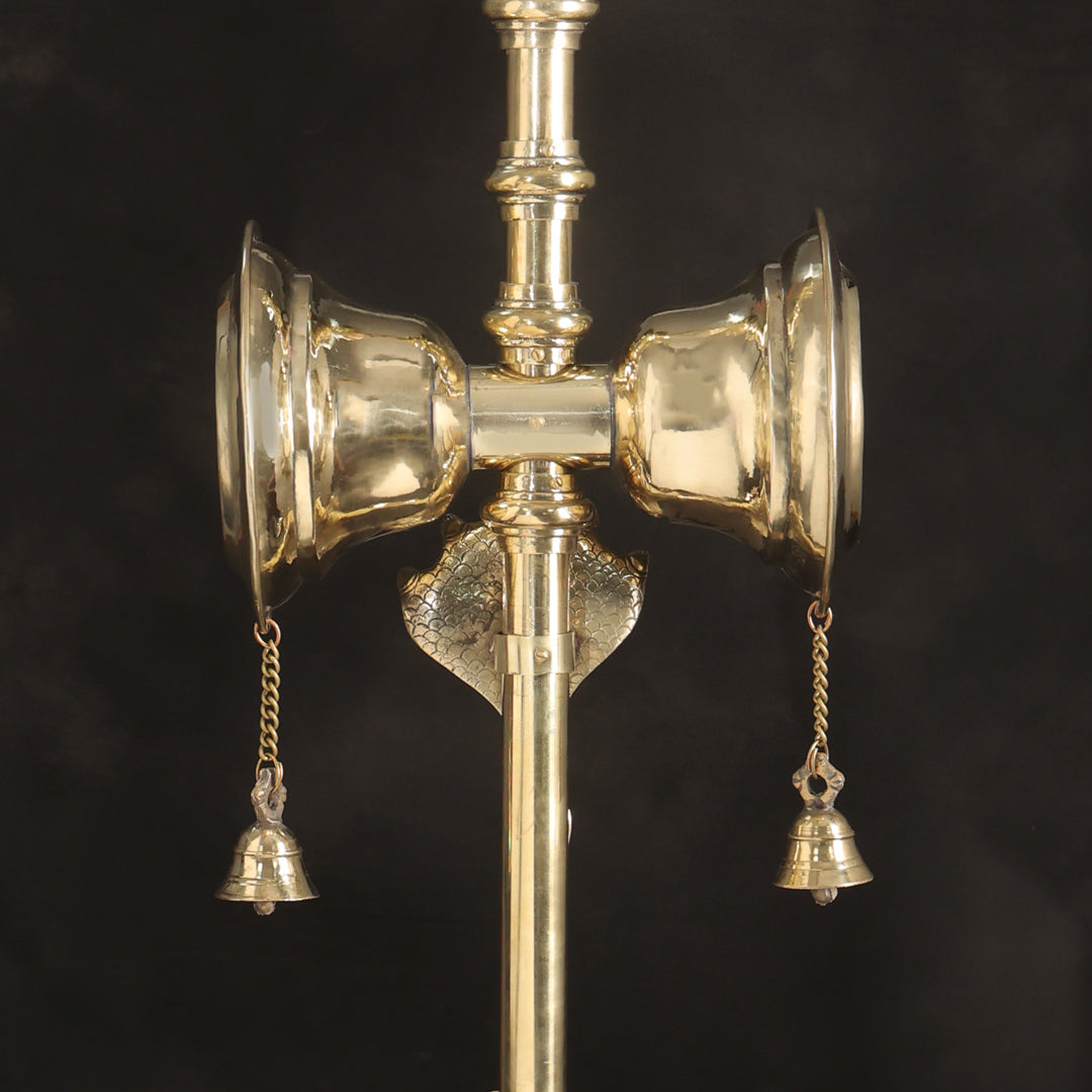 Brass Divya Trishul On Naag with Damru