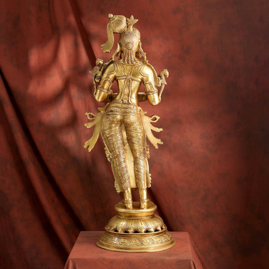 Brass Deep lakshmi Idol – Traditional Diya Holder for Prosperity and Light (30 Inch)