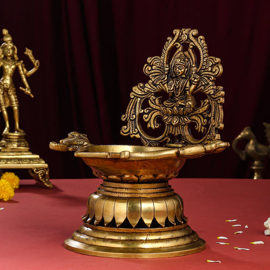 Brass Superfine Lakshmi Diya/Lamp (9.8 Inch)