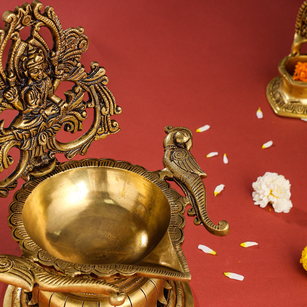 Brass Superfine Lakshmi Diya/Lamp (9.8 Inch)