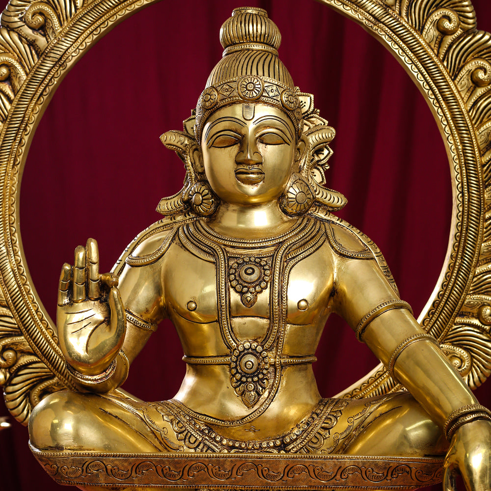 Brass Superfine Lord Frame Ayyappa/Ayyappan Idol (30 Inch)