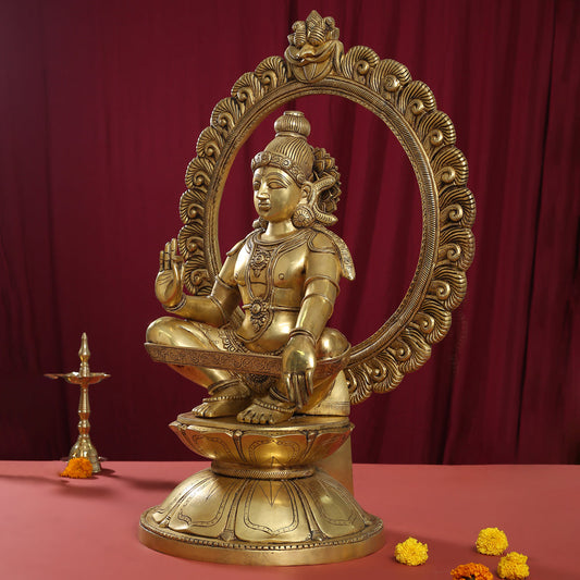 Brass Superfine Lord Frame Ayyappa/Ayyappan Idol (30 Inch)