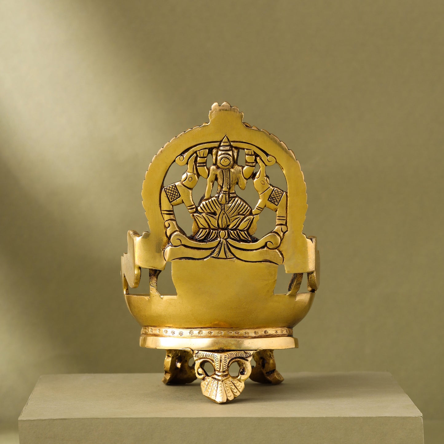 Brass Superfine Gaja Lakshmi Diya (6.5 Inch)