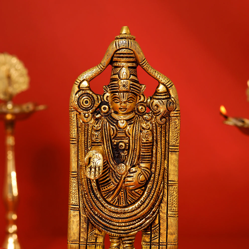 Brass Tirupati Balaji/Venkateshwar Idol (8 Inch)