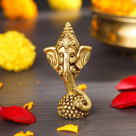 Brass Modern Ganesha Table Top Idol (3.5 Inch)