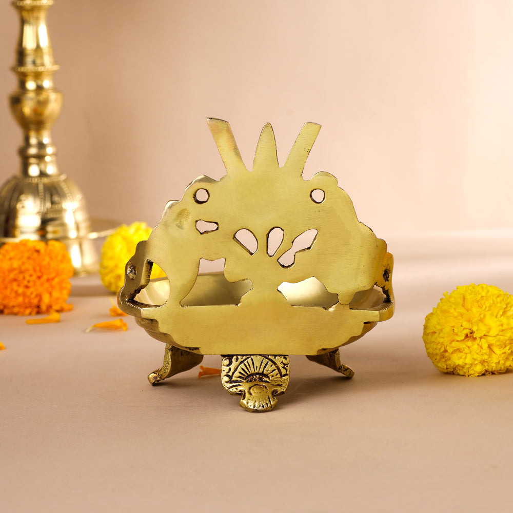 Brass Shankh Chakra Namah Diya (5 Inch)