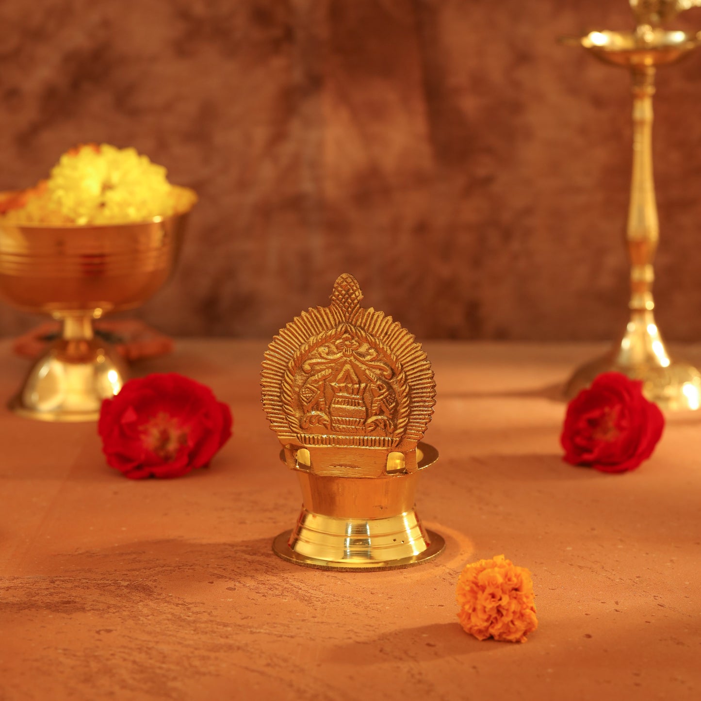 Brass Ashtalakshmi Ganesha Diya