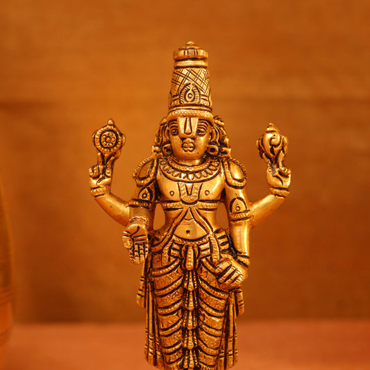 Brass Superfine Tirupati Balaji/Venkateshwar Idol (6 Inch)