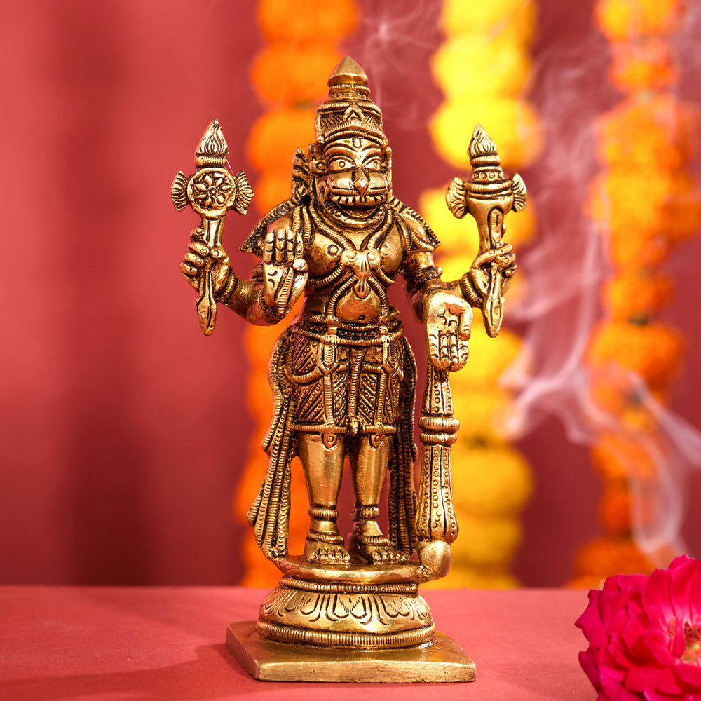 Brass Superfine Standing Narasimha Idol (6 Inch)