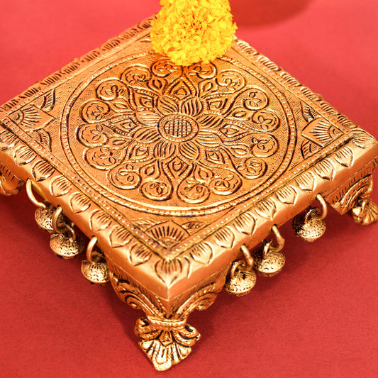 Brass Chowki With Bells (2.2 Inch)