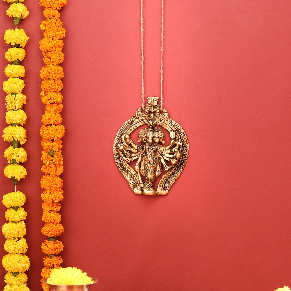 BRASS PANCHMUKHI HANUMAN WALL HANGING (5")