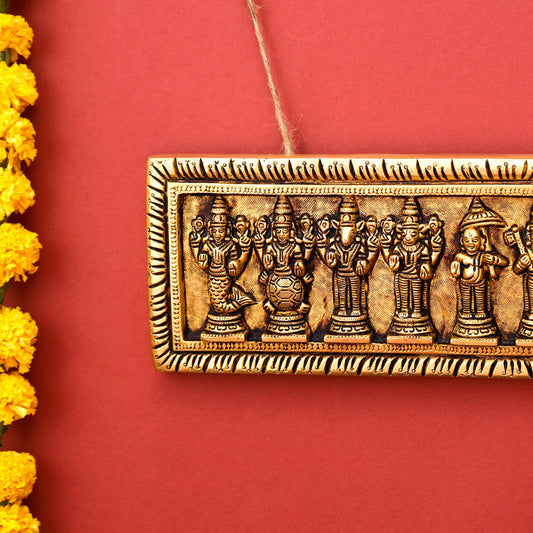 Brass Dashavatara / Vishnu Avatar Wall Hanging (4 Inch)