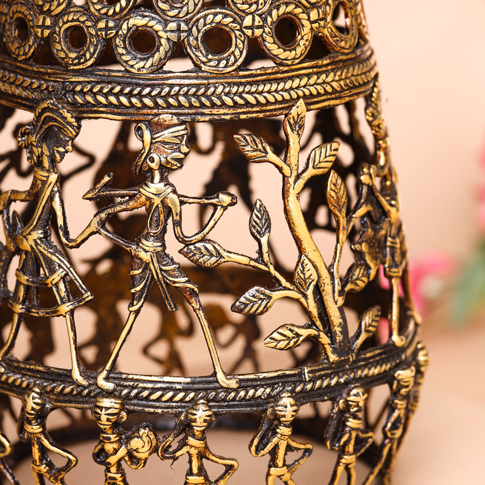 Brass Dhokra Hanging Lamp (9 Inch)