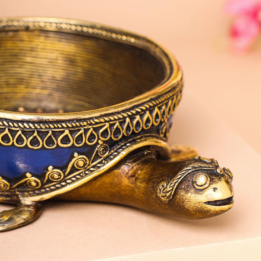 Brass Dhokra Tortoise Bowl