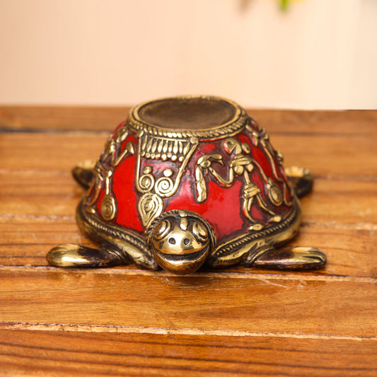 Brass Dhokra Tortoise Candle Holder (3 Inch)